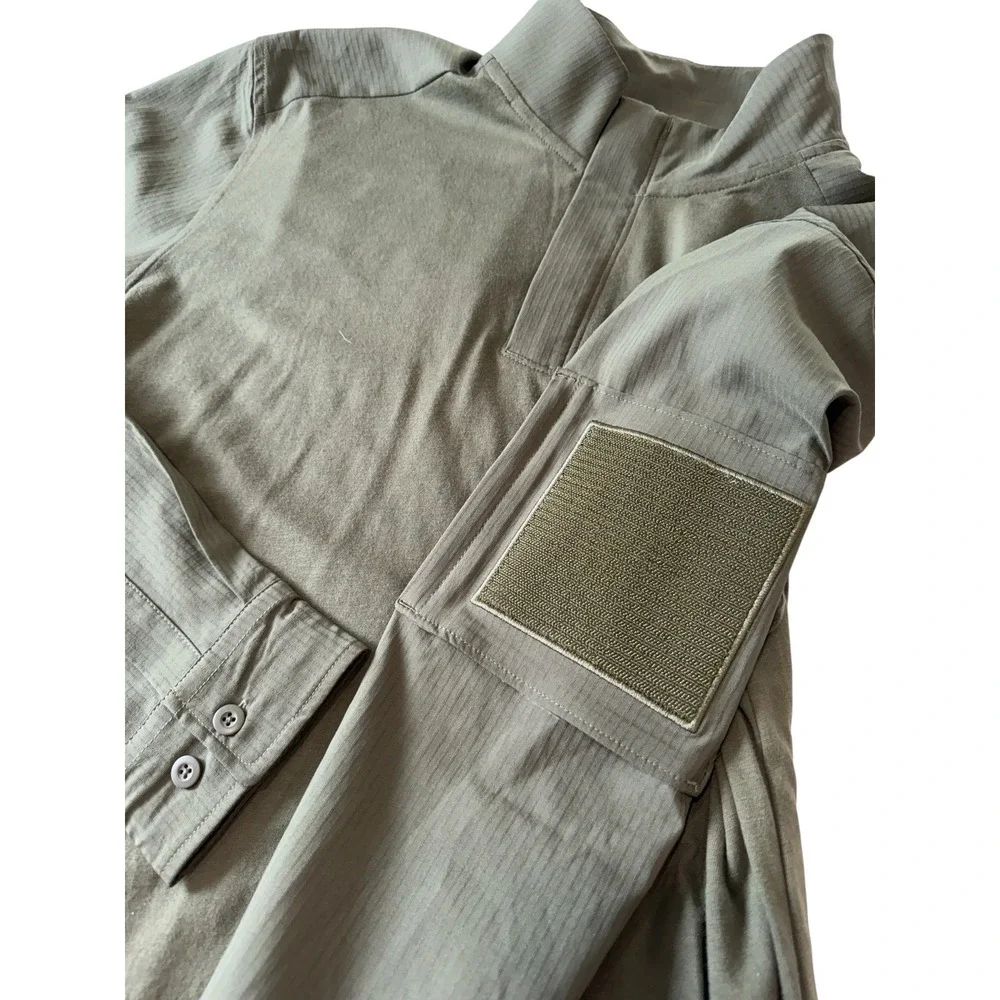 Under‎ Armour Mens Green Tactical Combat Shirt Large Quarter Zip Ripstop Loose